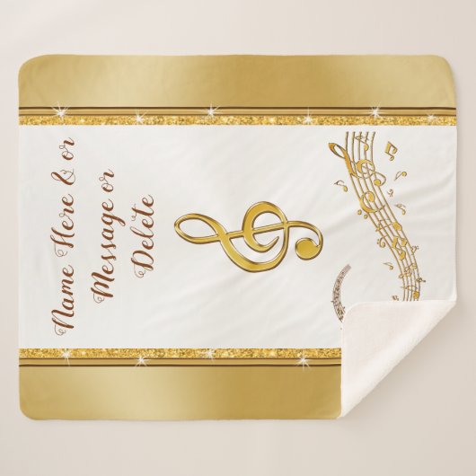 Couverture Sherpa Personnalisé, Blanche Musique Note, Cosy Sherpa (Devant (Horizontal))