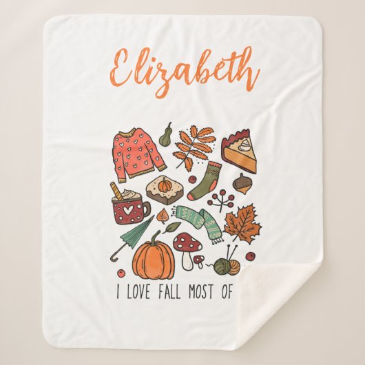 Couverture Sherpa Personnalisé I Love Automne Automne Feuilles Citro (Devant)
