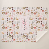 Couverture Sherpa Personnalisé Monogramme Coquette Cute Girl Rose Fe (Devant (Horizontal))