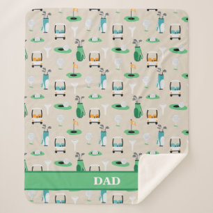 Couverture Sherpa Personnalisé Papa Golfer Golfcart Golfing Sport