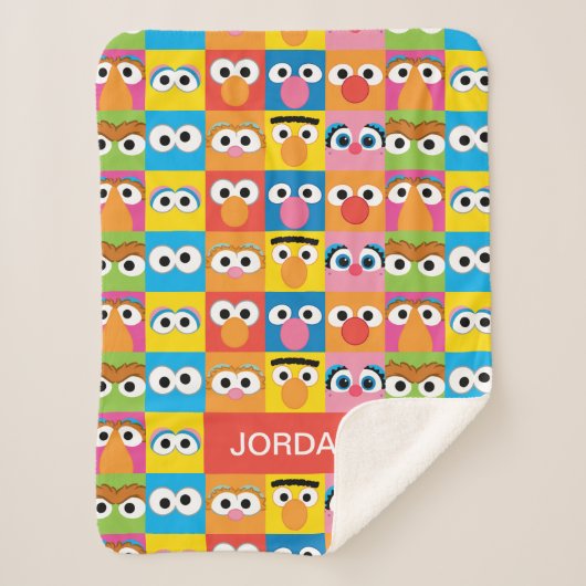 Couverture Sherpa Personnalisé Sésame Street Caractère Motif Yeux (Devant)