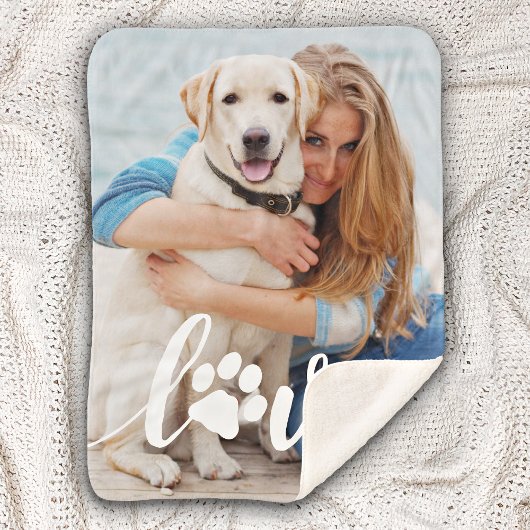 Couverture Sherpa Personnalisée Pet Lover Love Empreinte de patte Ch