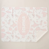 Couverture Sherpa personnalisée pour vache rose (Devant (Horizontal))