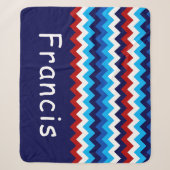 Couverture Sherpa Personnalisée Zigzag Rouge Blanc (Devant)