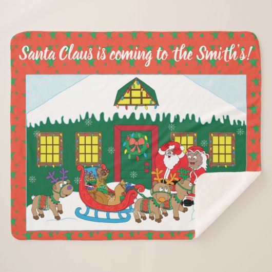Couverture Sherpa Personnaliser le Père Noël de couleur (Devant (Horizontal))