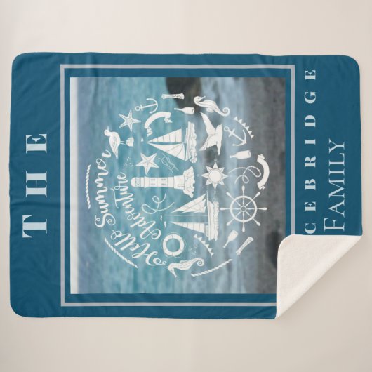 Couverture Sherpa Personnaliser le thème marin Hello Summer Adventur (Devant (Horizontal))