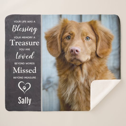 Couverture Sherpa Pet Memorial Animaux de compagnie Perdre Keepsaké  (Devant (Horizontal))