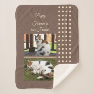 Couverture Sherpa Pet memorial chat brun et crème ajouter des photos