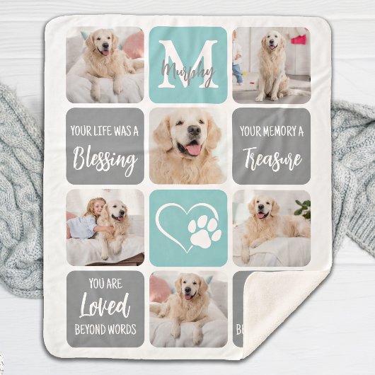 Couverture Sherpa Pet Memorial Chien Perdre Moderne Design Photo Col