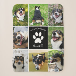 Couverture Sherpa Pet Memorial Custom Chien Photo Collage Empreinte
