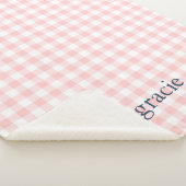 Couverture Sherpa Pétale Rose Gingham Monogrammé (3/4)