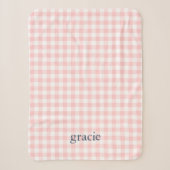 Couverture Sherpa Pétale Rose Gingham Monogrammé (Devant)