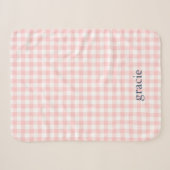 Couverture Sherpa Pétale Rose Gingham Monogrammé (Devant (Horizontal))