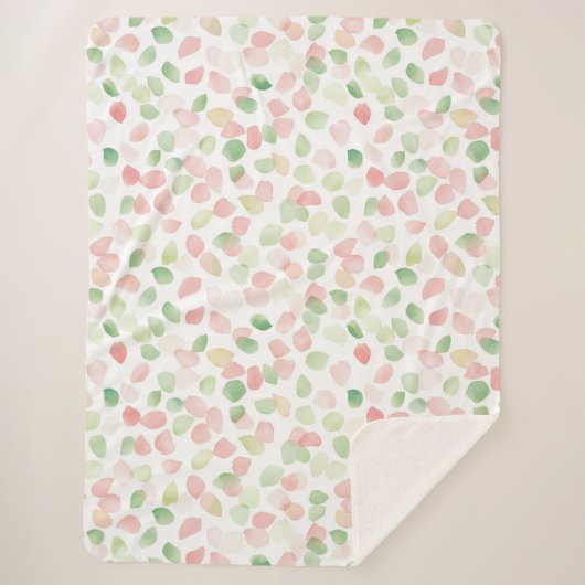 Couverture Sherpa Pétales de fleurs rose pastel menthe jolies   (Devant)
