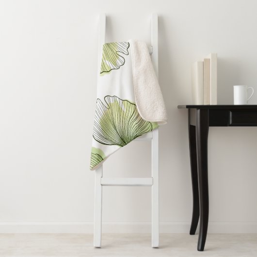 Couverture Sherpa Pétales verts (En situation)