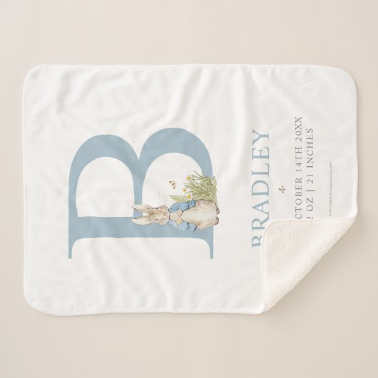 Couverture Sherpa Peter Rabbit | Lettre personnalisée B (Devant (Horizontal))