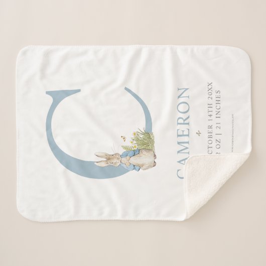 Couverture Sherpa Peter Rabbit | Lettre personnalisée C (Devant (Horizontal))