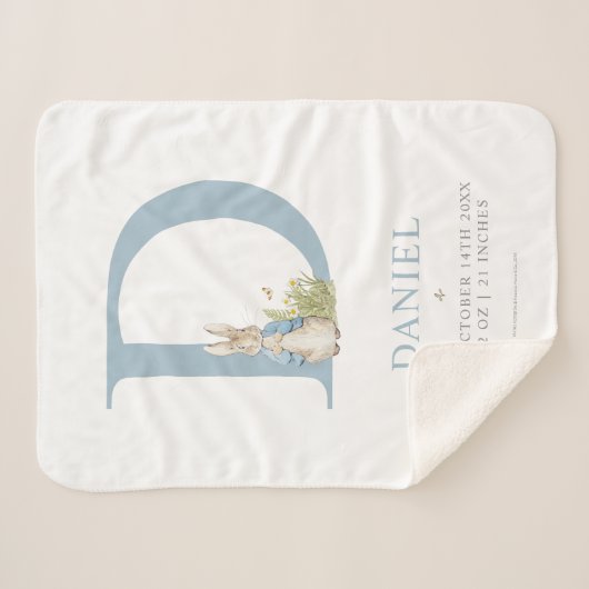 Couverture Sherpa Peter Rabbit | Lettre personnalisée D (Devant (Horizontal))
