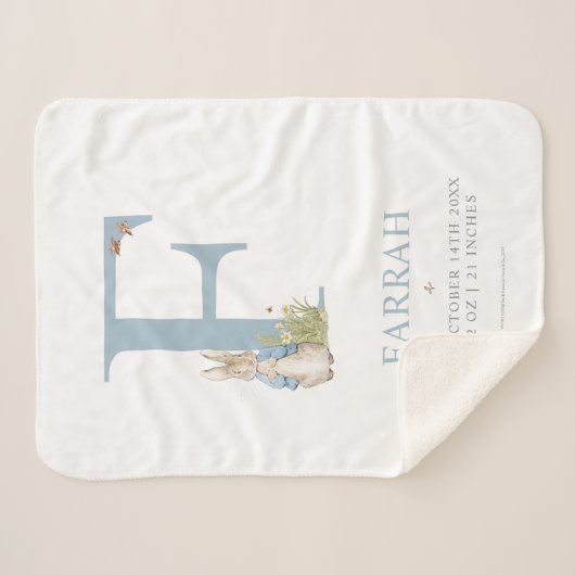 Couverture Sherpa Peter Rabbit | Lettre personnalisée F (Devant (Horizontal))