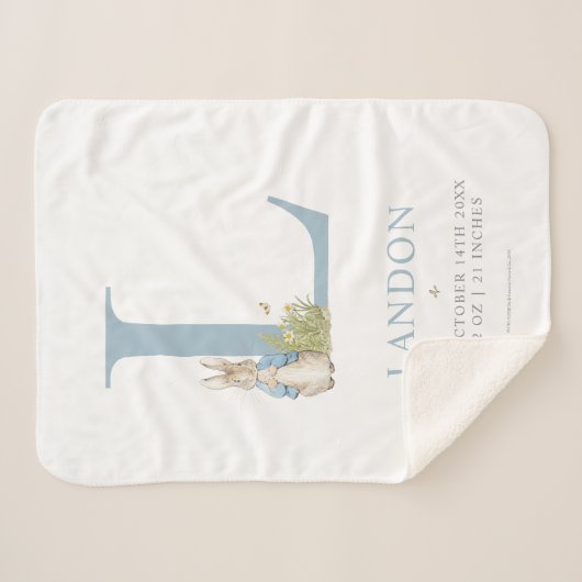 Couverture Sherpa Peter Rabbit | Lettre personnalisée L (Devant (Horizontal))