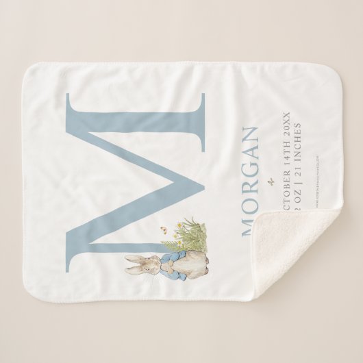 Couverture Sherpa Peter Rabbit | Lettre personnalisée M (Devant (Horizontal))