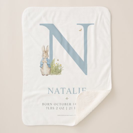 Couverture Sherpa Peter Rabbit | Lettre personnalisée N (Devant)