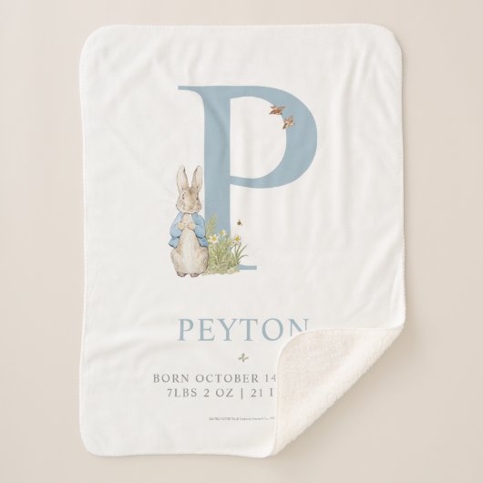 Couverture Sherpa Peter Rabbit | Lettre personnalisée P (Devant)