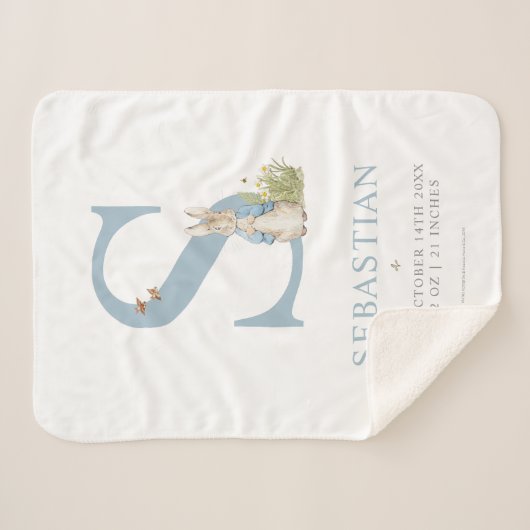 Couverture Sherpa Peter Rabbit | Lettre personnalisée S (Devant (Horizontal))