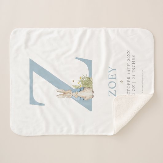 Couverture Sherpa Peter Rabbit | Lettre personnalisée Z (Devant (Horizontal))