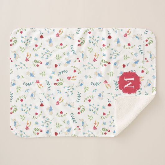 Couverture Sherpa Peter Rabbit | Motif de forêt aquarelle (Devant (Horizontal))