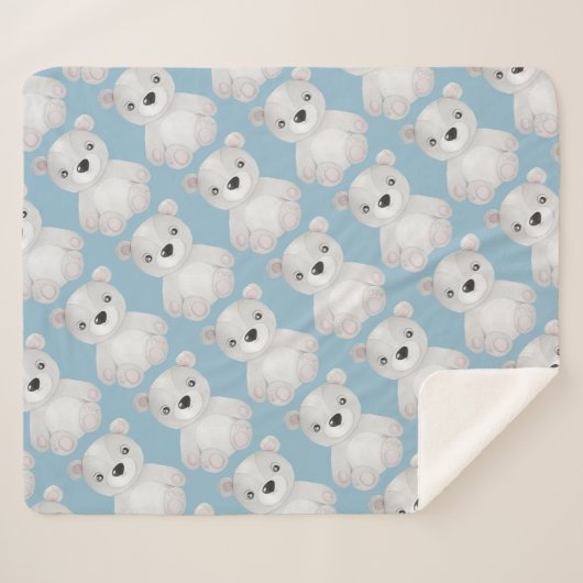 Couverture Sherpa Petit Baby shower Ours Enfant Anniversaire (Devant (Horizontal))
