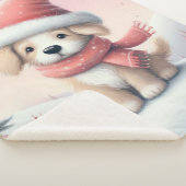Couverture Sherpa Petit chiot de Noël en chapeau santa (3/4)