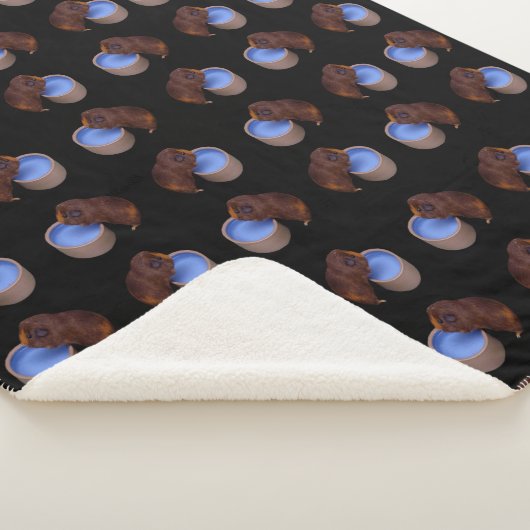 Couverture Sherpa Petit Cochon de Guinée Brown et lisse, (3/4)