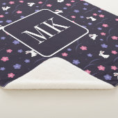 Couverture Sherpa Petit lapin Lapin Motif Monogramme Initiales viole (3/4)
