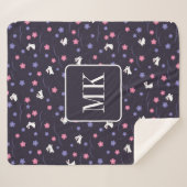 Couverture Sherpa Petit lapin Lapin Motif Monogramme Initiales viole (Devant (Horizontal))