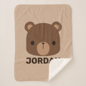 Couverture Sherpa Petit ours Brown mignon avec nom personnalisé (Devant)