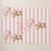 Couverture Sherpa Petit ours mignon en rose (Devant (Horizontal))