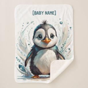 Couverture Sherpa Petit pingouin personnalisé