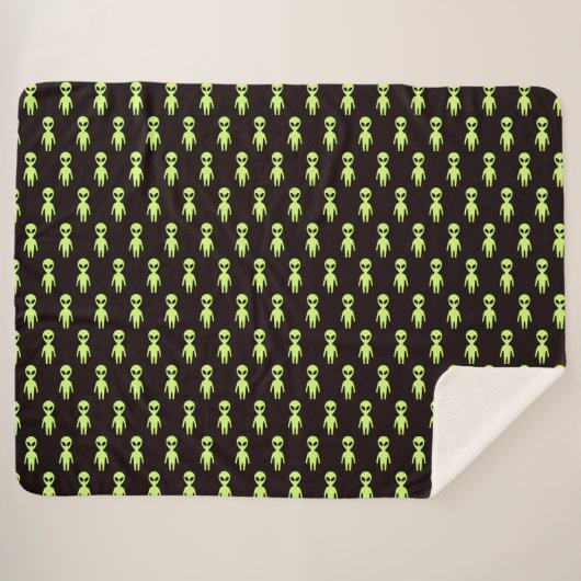 Couverture Sherpa Petit Vert Hommes Alien Adulte (Devant (Horizontal))