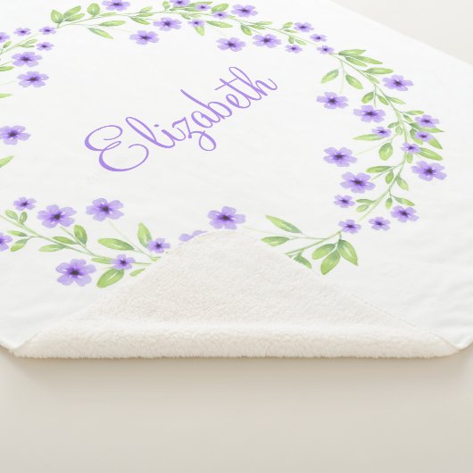 Couverture Sherpa Petite aquarelle violette fleurit couronne (3/4)
