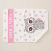 Couverture Sherpa Petite Chouette Rose Bébé Fille Sherpa Blanket (Devant (Horizontal))