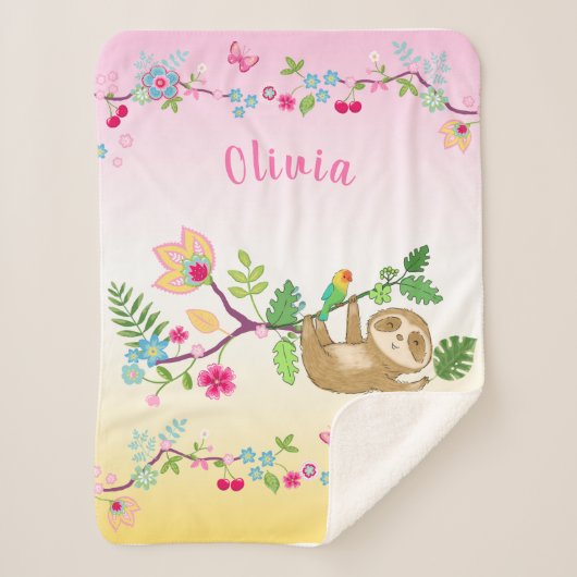 Couverture Sherpa Petite douceur sur arrière - plan rose et jaune (Devant)