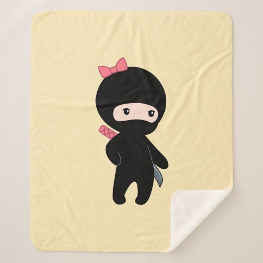 Couverture Sherpa Petite fille Ninja sur jaune (Devant)