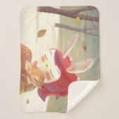 Couverture Sherpa Petite fille qui serre des cerfs (Devant)