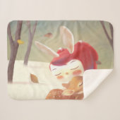 Couverture Sherpa Petite fille qui serre des cerfs (Devant (Horizontal))