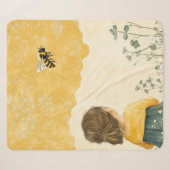 Couverture Sherpa Petite Fille Regardant un Bourdon (Devant (Horizontal))