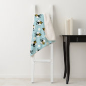 Couverture Sherpa Petites abeilles mignonnes et fleurs marguerites m (En situation)