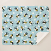 Couverture Sherpa Petites abeilles mignonnes et fleurs marguerites m (Devant (Horizontal))