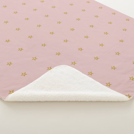 Couverture Sherpa Petites Étoiles D'Or Brillantes Sur Rose Douce (3/4)