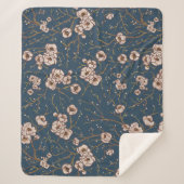 Couverture Sherpa Petites fleurs bleu clair motif (Devant)